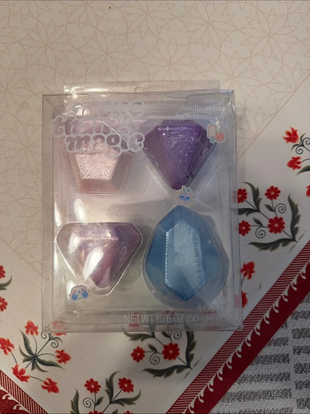 Mi Gem Shape Bath Bomb Trio - Purple, Pink, Blue
